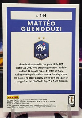 25/26 Panini donruss road to fifa world cup - Mattéo Guendouzi