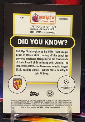 2023 - 2024 Topps Merlin UEFA Club Competitions - Elye Wahi