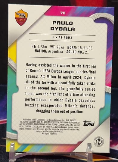 24/25 Topps Finest UEFA - Paulo Dybala