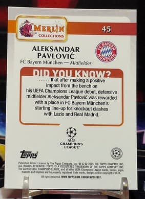 2024/25 Topps Merlin UEFA Club Competitions - Aleksandar Pavlovic