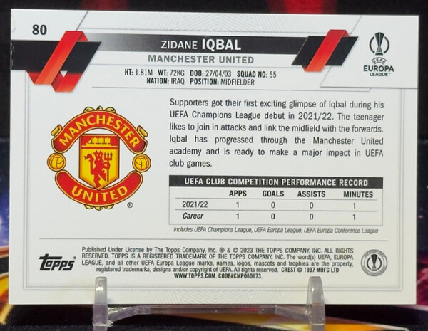 2022 - 2023 Topps Chrome uefa - Zidane Iqbal