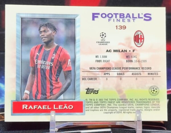22/23 Topps Finest uefa – Rafael Leao
