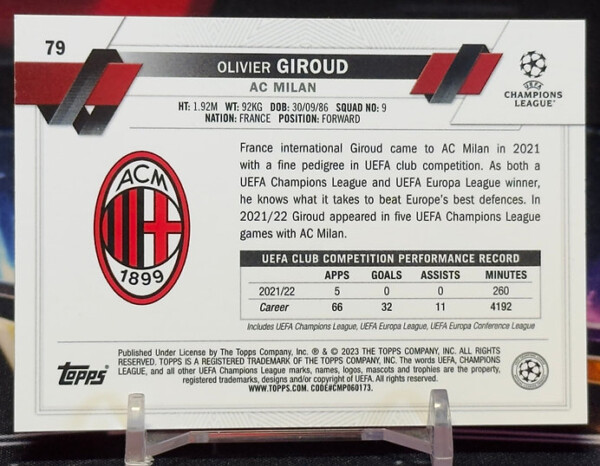 22/23 Topps Chrome UEFA - Olivier Giroud