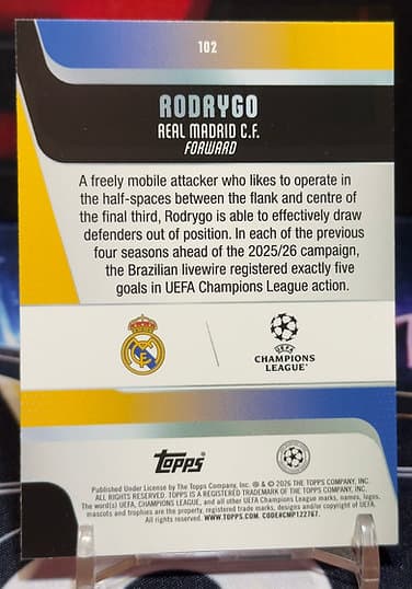 25/26 Topps UEFA Club Competitions - Rodrygo