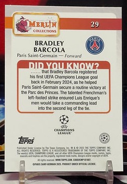 2024-2025 Topps Merlin UEFA Club Competitions - Bradley Barcola