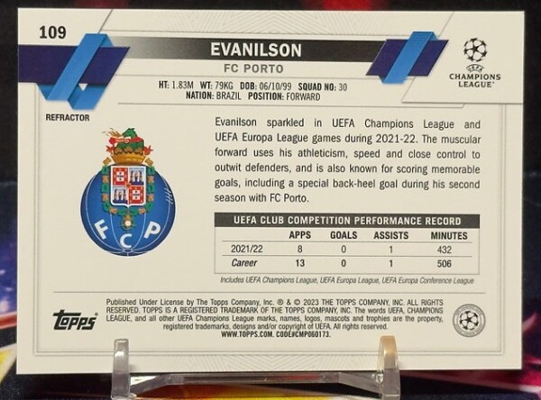 2022 - 2023 Topps Chrome UEFA Club Competitions - Evanilson