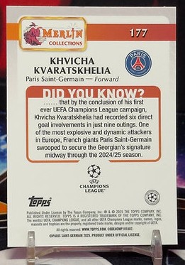 2024-2025 Topps Merlin UEFA Club Competitions - Khvicha Kvaratskhelia