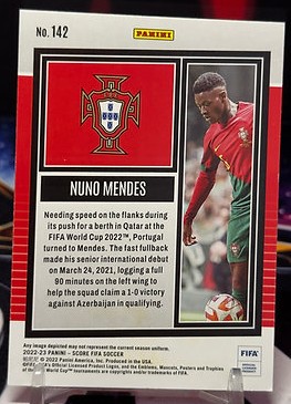 22/23 Panini score fifa soccer - Nuno Mendes