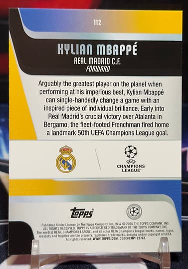 25/26 Topps UEFA Club Competitions - Kylian Mbappé