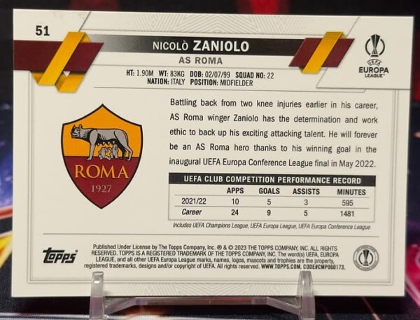 22/23 Topps Chrome UEFA- Nicolo Zaniolo