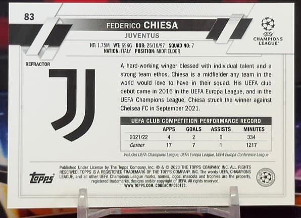 2022-2023 Topps Chrome UEFA Club Competitions - Federico Chiesa