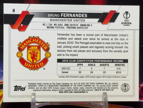 2022 - 2023 Topps Chrome uefa - Bruno Fernandes