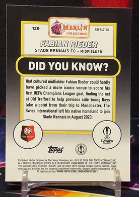 2023 - 2024 Topps Merlin UEFA Club Competitions - Fabian Rieder