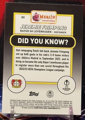 2024-25 Topps Merlin UEFA Club Competitions - Jeremie Frimpong