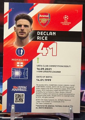 2025 Topps total football - Declan Rice