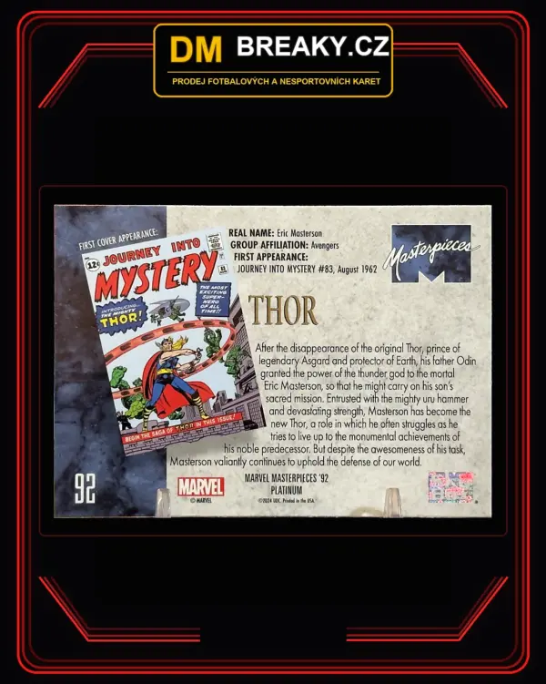 2024 Marvel Masterpieces '92 Platinum - Thor (Eric Masterson)