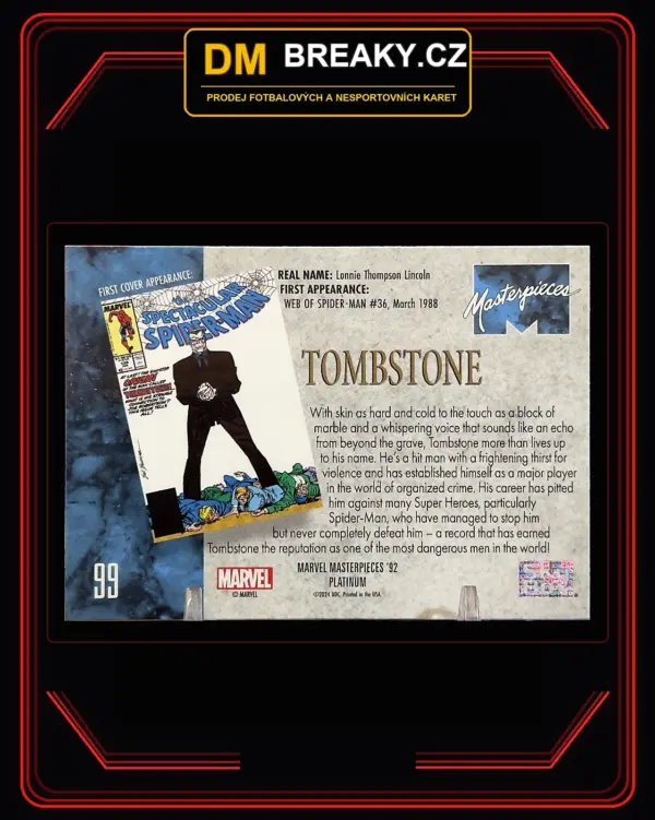 2024 Marvel Masterpieces '92 Platinum - Tombstone (Lonnie Thompson Lincoln)
