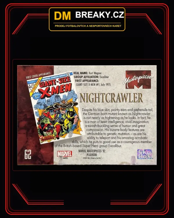 2024 Marvel Masterpieces '92 Platinum - Nightcrawler (Kurt Wagner)