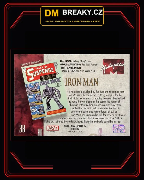 5813 2024 Marvel Masterpieces '92 Platinum - Iron Man (Anthony „Tony“ Stark)