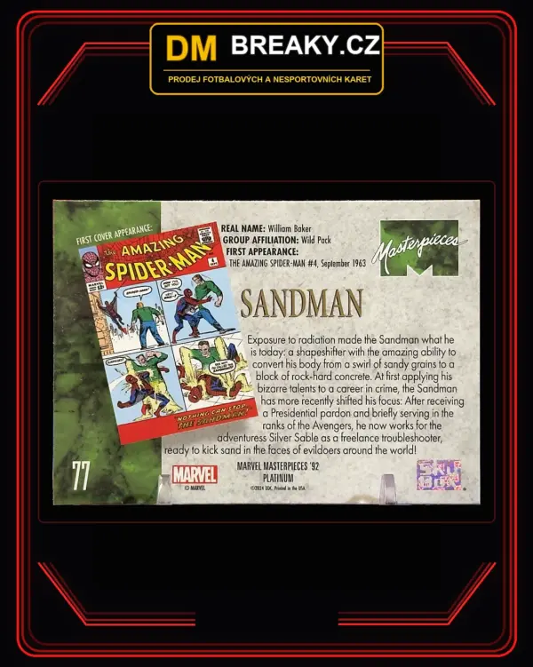 2024 Marvel Masterpieces '92 Platinum - Sandman (William Baker / Flint Marko)