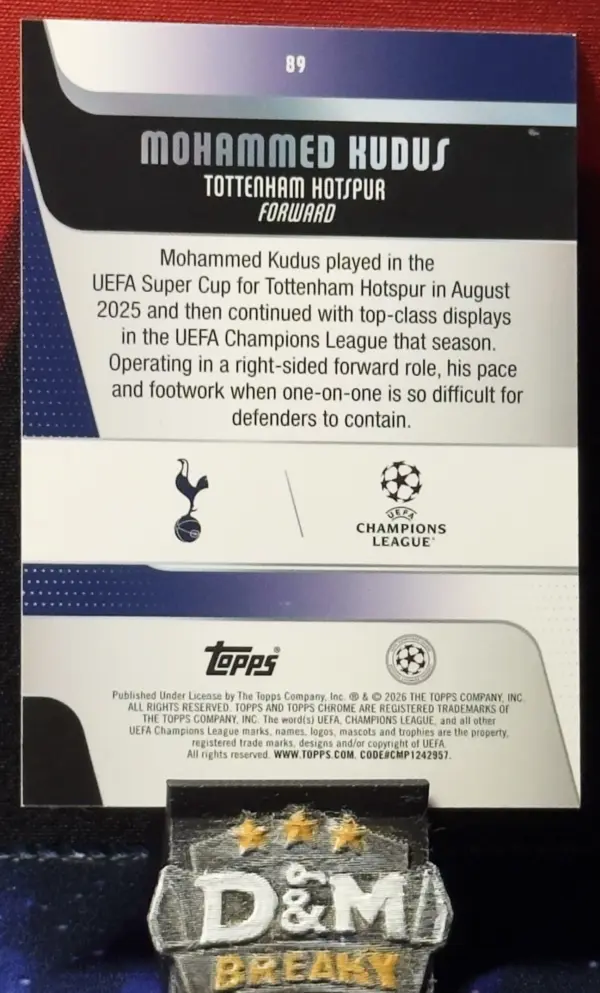 25/26 Topps Chrome UEFA - Mohammed Kudus