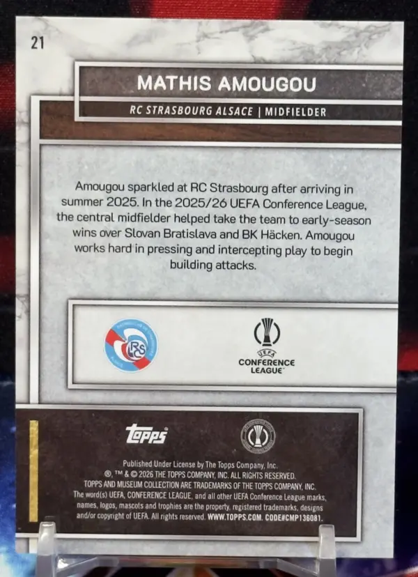 25/26 Topps Museum Collection - Mathis Amougou (limit/249)